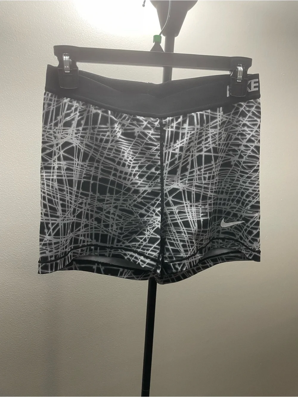 Nike Women’s Black & White Geometric Print Athletic Shorts